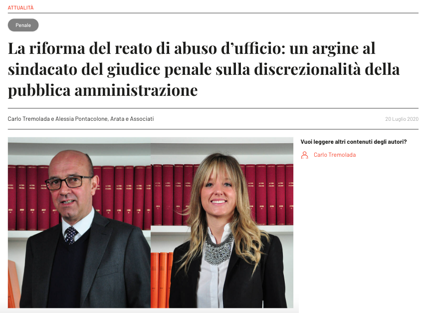 abuso d’ufficio tremolada