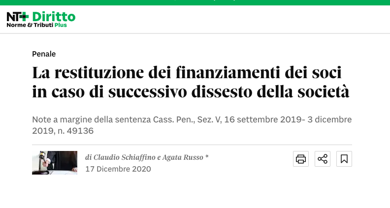 restituzione finanziamento soci